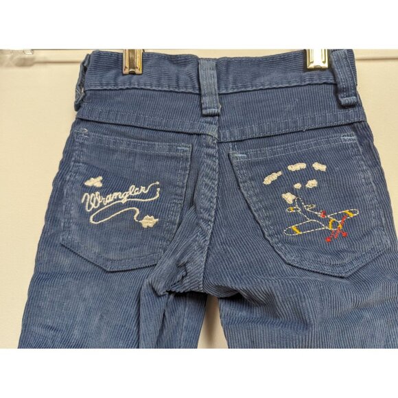 Wrangler Kids Boys Jeans 3T Skinny Corduroy Blue Pants Airplane Embroidered - Picture 2 of 5